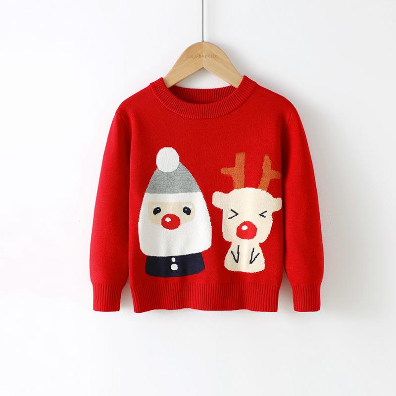 New Christmas Reindeer Sweaters for Children, Autumn and Winter Knitted Sweaters for Boys, Girls and Babies