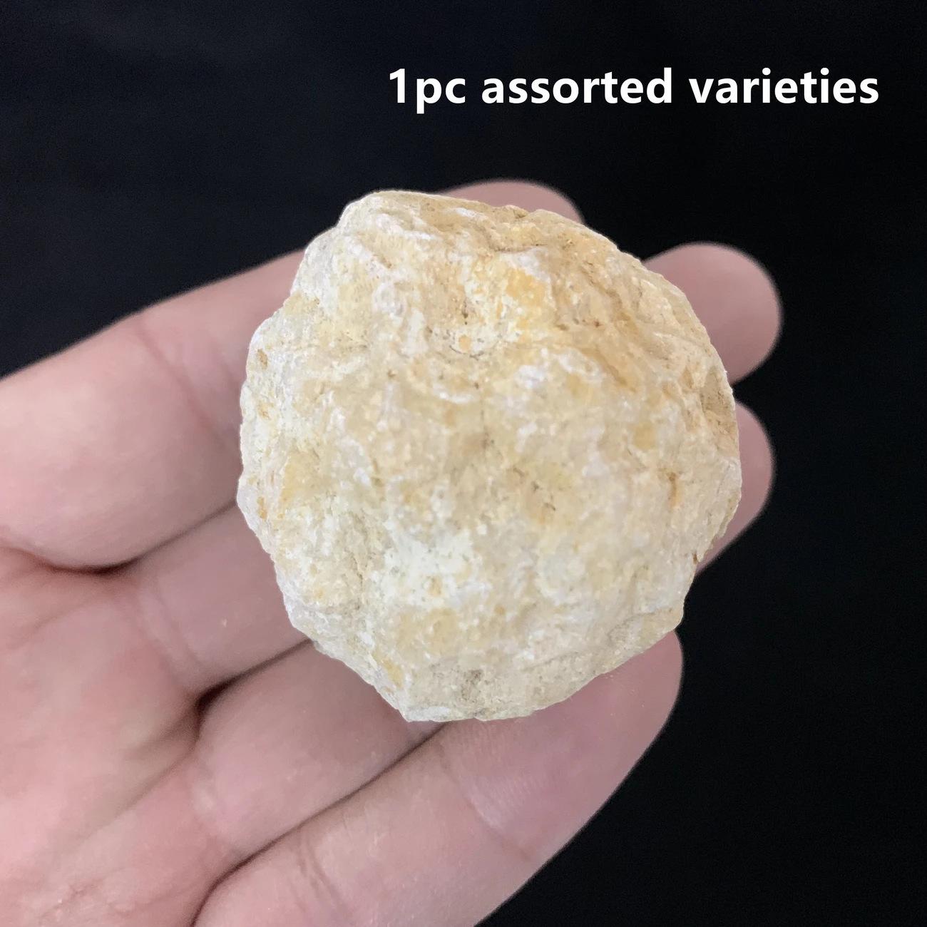 

White Ink Moroccan Agate Geode: Raw Stone Crystal Specimen, Office Ornament, Treasure Accumulator. Approximately 2-3 cm each