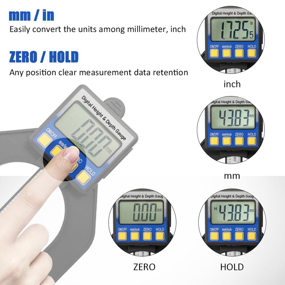 

High Accuracy LCD Digital Display Slide Caliper Vernier Ruler Height and Depth Gauge with Measuring Range of 0 85mm чёрный