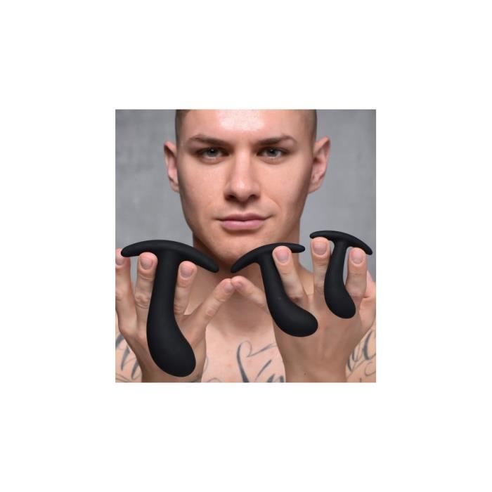 Plug anal - Master Series - Pack de 3 - Silicone - Noir - Forme arrondie et souple