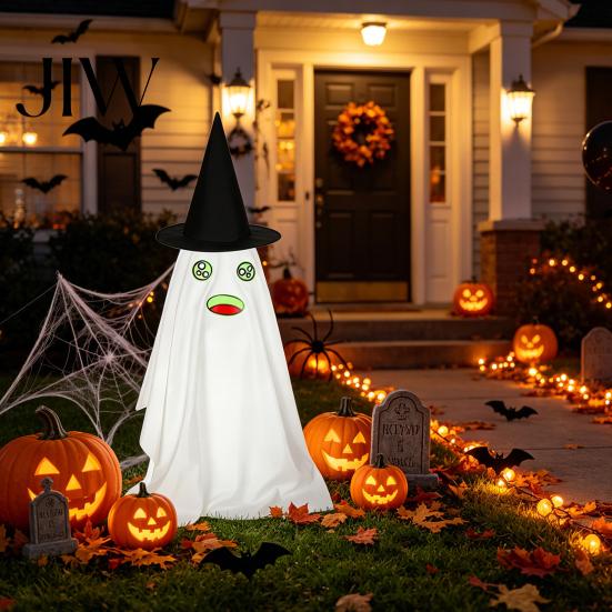 Halloween Ghost Decorations Decoration, Spooky Outdoor Standing with Glow in Night Glowing Porch Decor The Dark Expressions for Yard Lawn