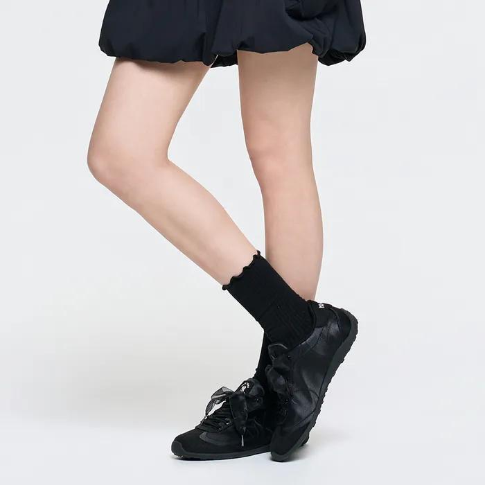 MLB Feminine Ruffle High Socks NY (Black)