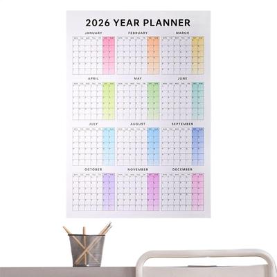 Grand agenda calendrier 2026 Calendrier mural 2026 Planificateur mensuel de 12 mois Suspendable pour dortoir d'école Chambre à coucher