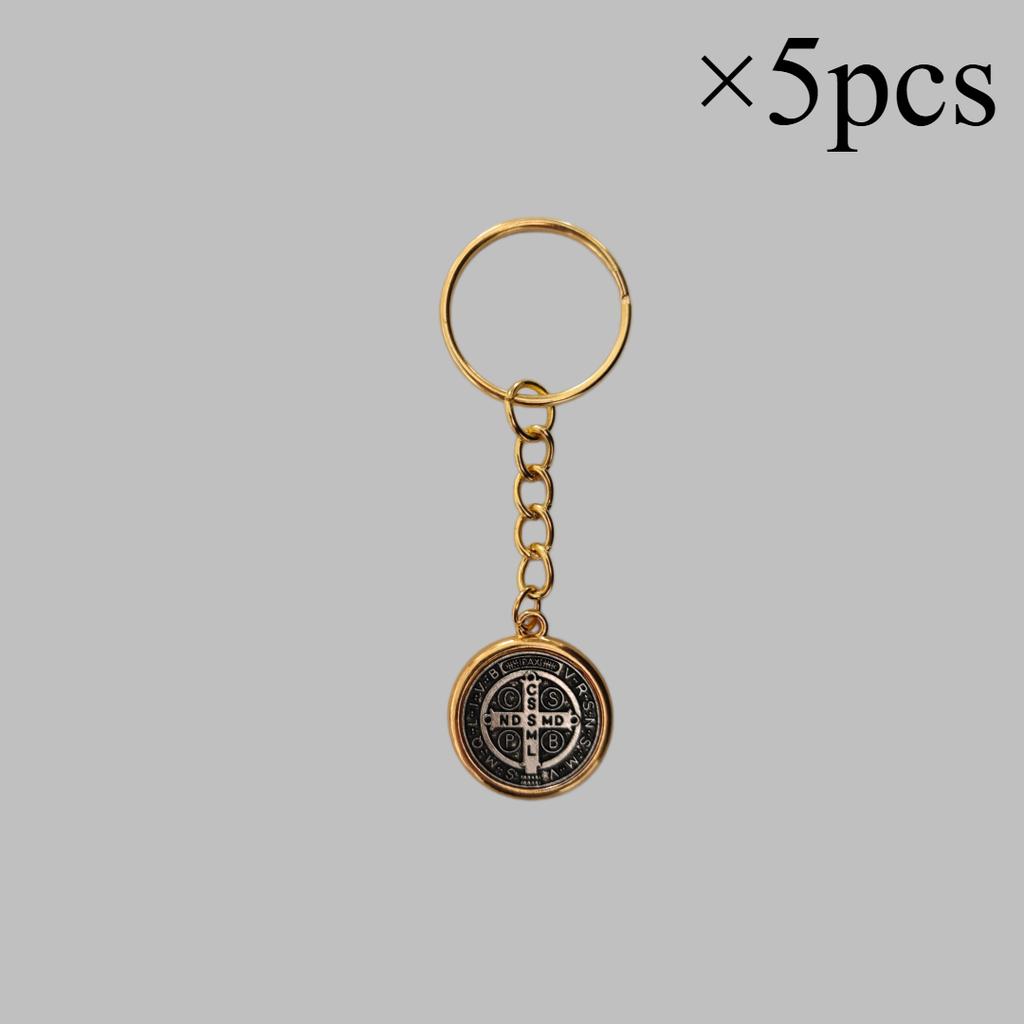 DIY Antique Silver Zinc Alloy Keychain, High-End Quality and Durable Saint Benedict Alloy Pendant, Car Key Small Charm