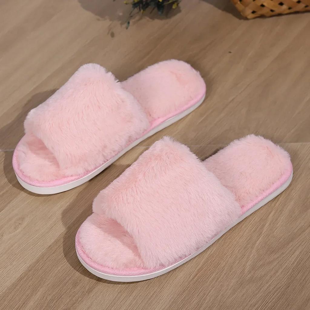 Fashion Casual Fluffy Slippers Women House Flats Fashion Popular Plush Winter Designer Shoes Ladies Elegant Platform Footwear Large Size