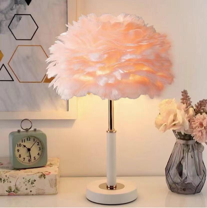 Nordic Gold Dimmable LED Feather Desk and Bedside Lamp