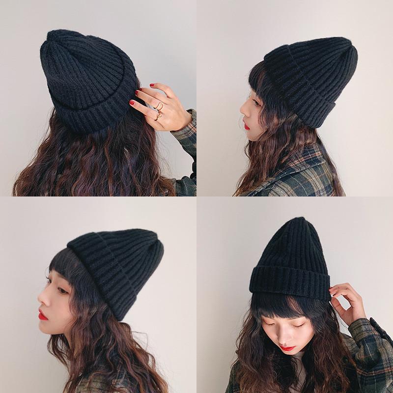Warm Cotton Comfortable Knit Hat For Winter Versatile Colors Hightop Beanie
