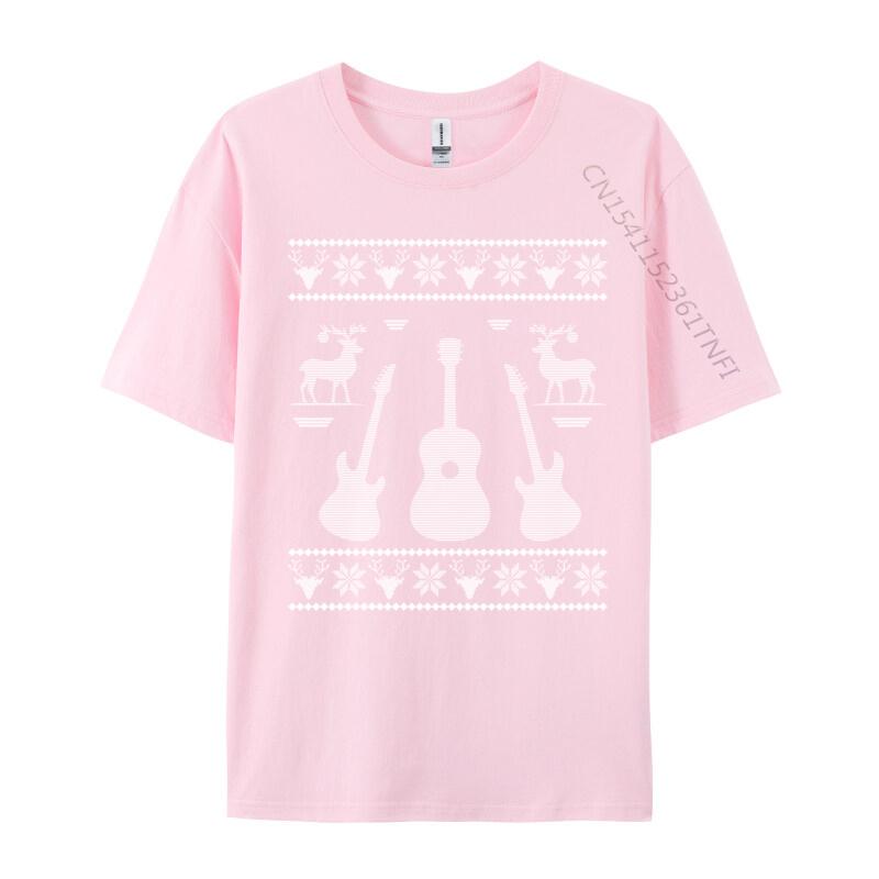 Ugly Christmas Guitar Silhouette Reindeer Snowflakes T-Shirts Great Tee Shirt Men Awesome Tees Cotton Tops T Shirt Camisas