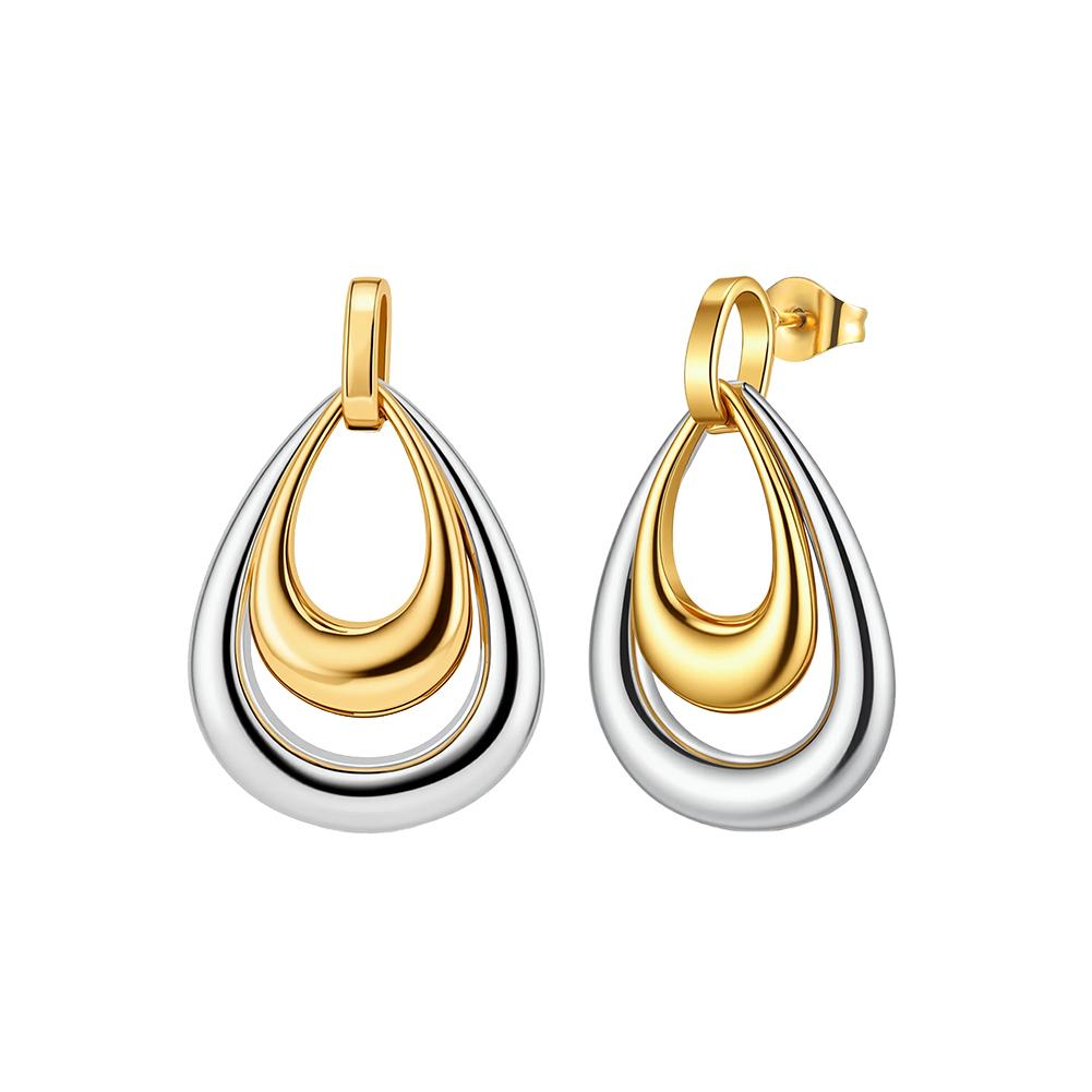 

Effie Queen Trendy Ear Drop for Woman 18K Gold Plated Wedding Stainless Steel Circle Pendant Earrings Fashion Jewelry STKE33