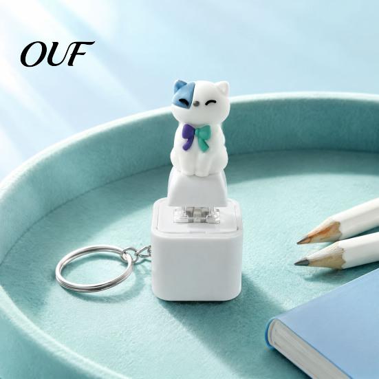 Animal Keyboard Fidget Toy 1/2Pcs Keychain, Rechargeable Goat Cat Finger Clicker Decompression Gadget with LED Light Sound, Push Button Sound