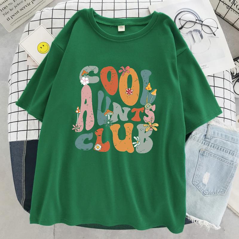 Cool Aunts Club Letter Graphic Printed Womens Tshirt Cool Soft Short Sleeve Summer Breathable Tee Clothes Street Hip Hop Tshirts