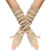 Women's Winter Warm Wool Gloves, Fingerless Long Sleeves, Solid Color, Extended Gloves