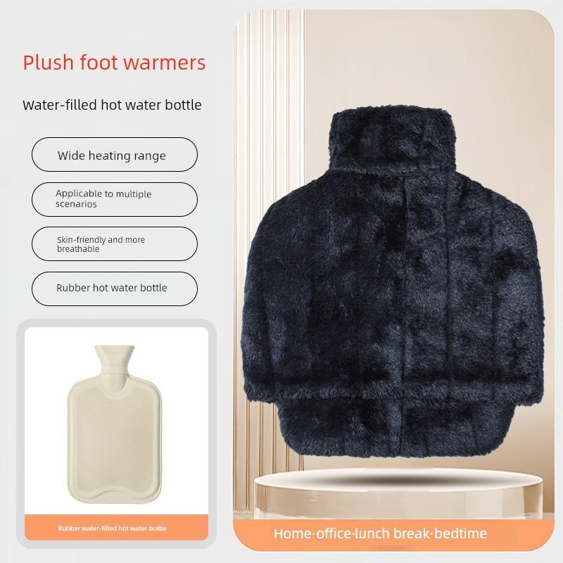 Plush Rubber Foot Warmer for Winter, Household Water-Filled Old-Fashioned Hot Water Bag, Binge-Watching Essential, Detachable and Washable Foot