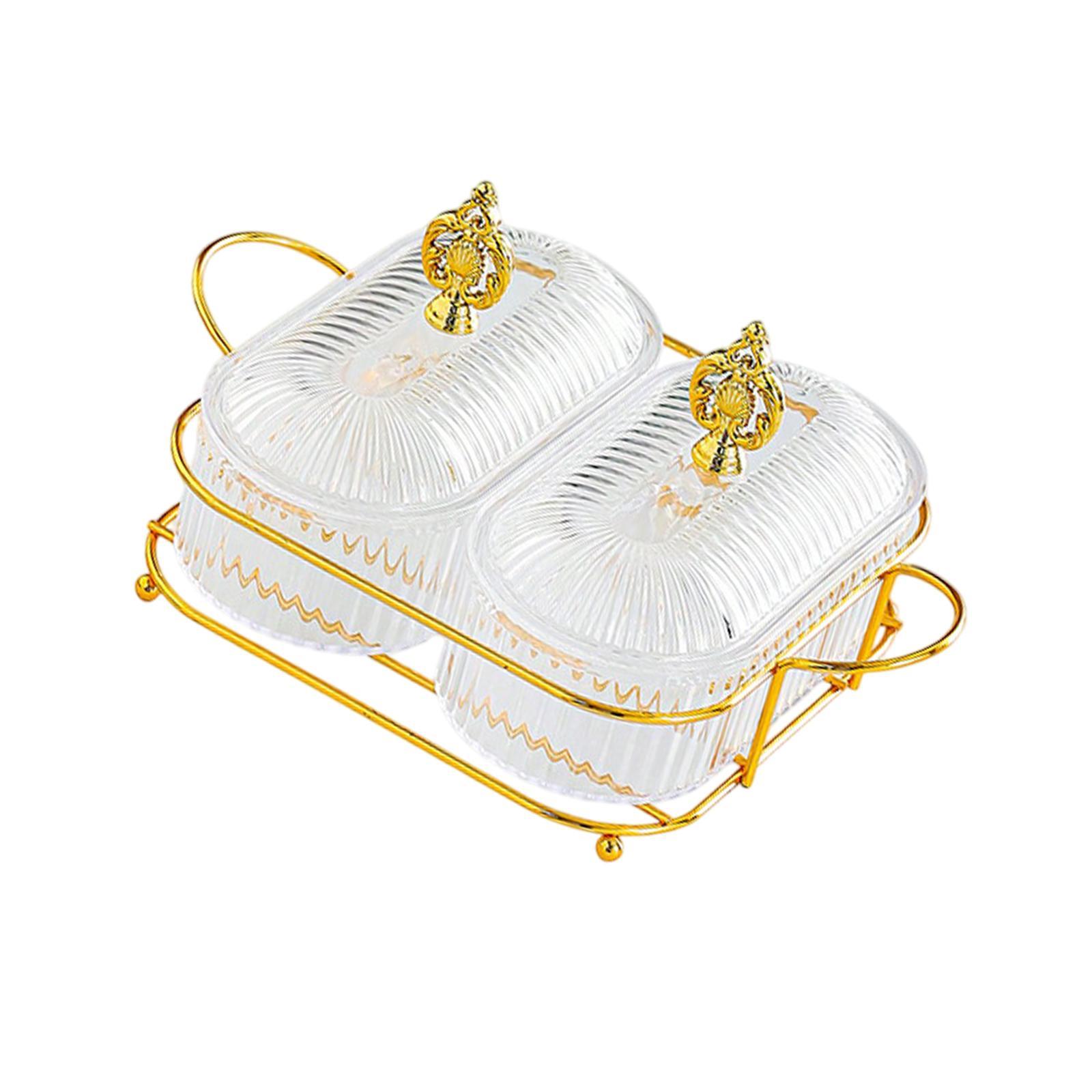 

Dry Fruit Tray with Lid Snacks Dish Divided Serving Platter Appetizer Plate for Party Kitchen Dining Room Living Room Cookies