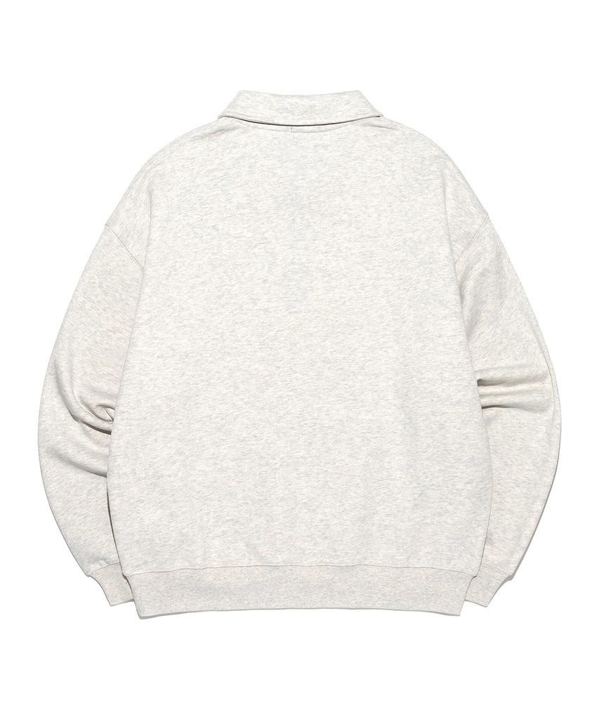LEE Small Twitch Half Zip Collared Sweatshirt Oatmeal