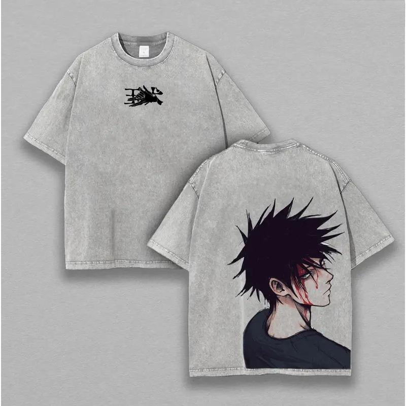 Hot Anime Jujutsu Kaisen Fushiguro Megumi Graphic Tee Men Women Clothing Washed Cotton Tshirt Casual T-shirt Harajuku T Shirt