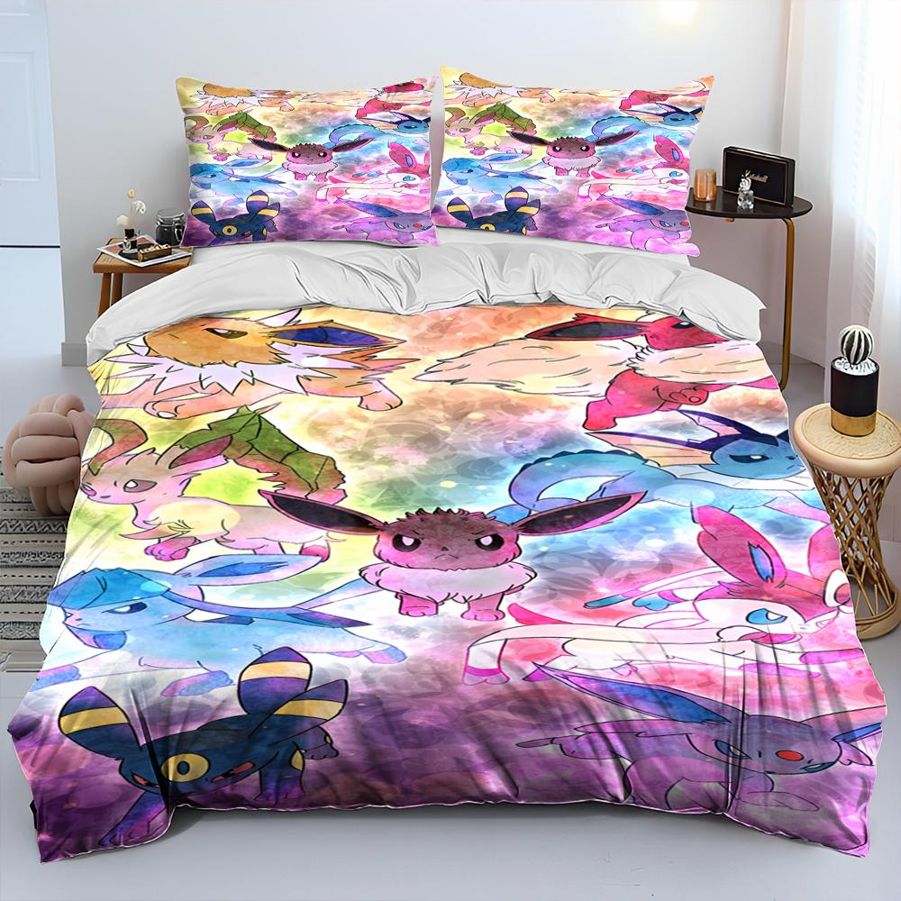 3D Cartoon Pikachu Pokemon Monster Bettdecke Bettwäsche Set Bettbezug Bett Set Steppdecke Bezug Kissenbezug Queen Bettwäsche Set Erwachsene Kinder