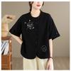 DIMANAF Summer 2026 Women Plus Size New Blouse Shirt Embroidery Short Sleeve Cotton Casual Loose Lady Tops Shirts