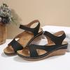 New Women's Wedge Chunky Sole One Strap Open Toe Velcro Beach Slide Sandals