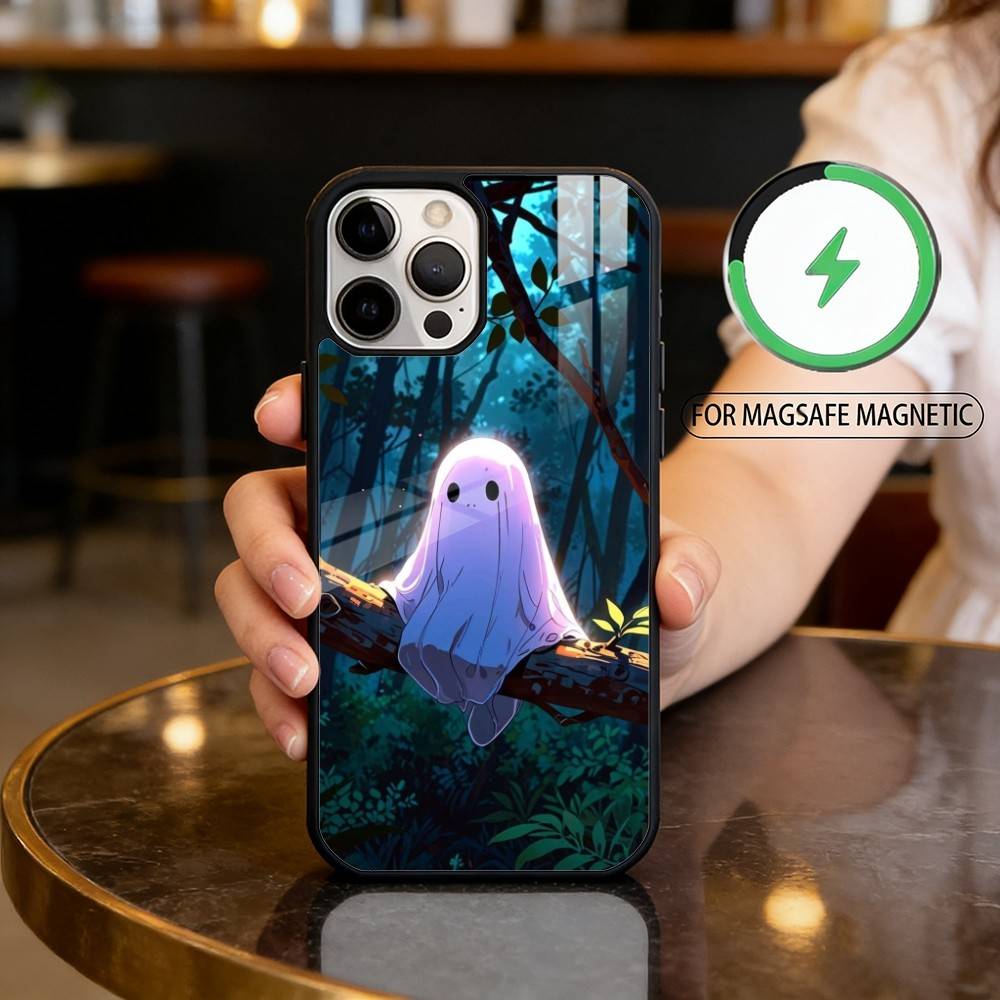 

C-Cute Ghost Halloween Magnetic For Magsafe Wireless Charging Phone Case For iPhone17,16,15,14,13,12,11 Plus,Pro Max iPhone16