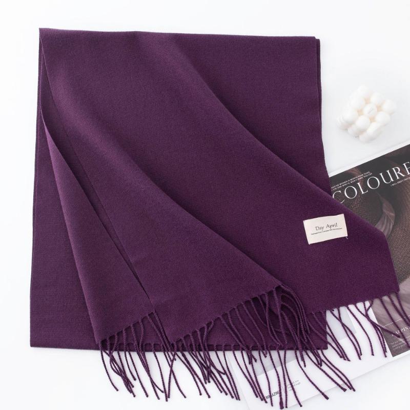 Women S Solid Color Faux Cashmere Scarf Warm Winter Neckwear For Daily Use