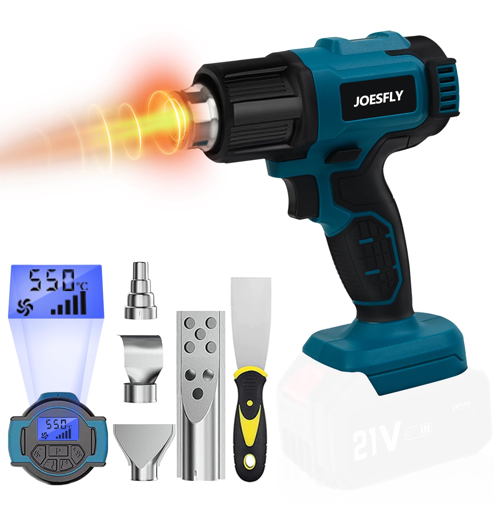 

Беспроводной тепловой вентилятор Быстрый нагрев с регулировкой температуры для 5 Совместим с Makita Усадка краски Синий блок Зарядное устройство Продано Японский синий