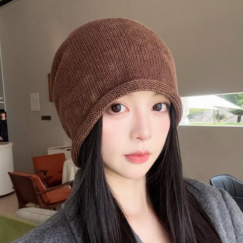 Damen Herbst & Winter Minimalistische Slouchy Beanie - Einfarbig, Umschlagrand, Warmer Ohrenschutz