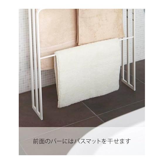 Yamazaki Jitsugyo 4979 Bath towel hanger that can be hung from the side, 3 rows, white, approx. W70XD14XH81cm, tower, easy to hang, large size can
