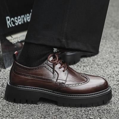 Men's Casual Leather Shoes Classic Gentleman British Style Fashion Parties or Business Office Black Brown Thick Soled Shoes