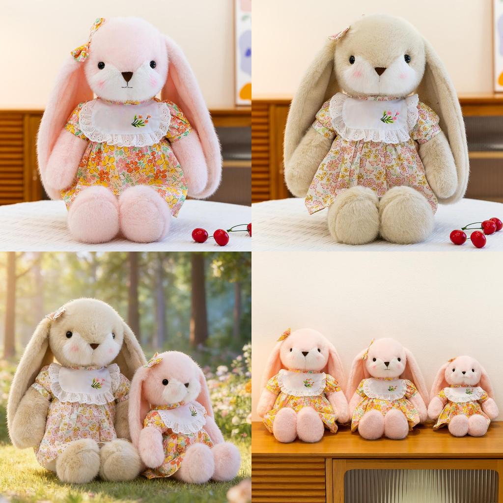 Peluche di Coniglio Più Carino con Vestito a Fiori e Decorazione a Fiocco per Bambini e Adulti