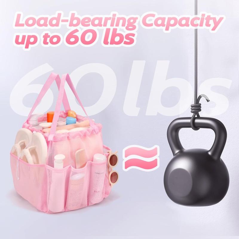 Mesh Shower Caddy Bag Portable Drawstring Bathroom Organizer College Dorm Shower Bag for Gym Swimming Travel Camping