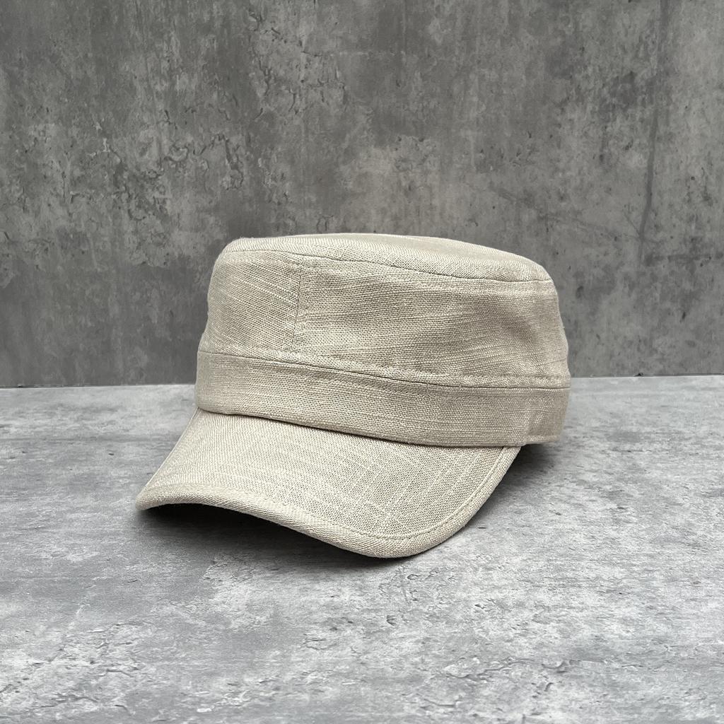 Mixed Hemp Simple Breathable Versatile Flat Top Hat Men's and Women's Fashion Cap with High Cranial Top Adjustable Equestrian Cap Summer