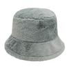 Winter solid color imitation rabbit hair bucket hat women's plate versatile bucket hat thickened plush warm plush basin hat