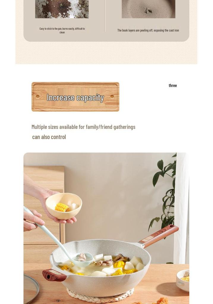 Maifan Stone Non-stick Oil-free Frying Pan, Universal for Induction and Gas Stoves