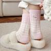 Season Pink Plush Socks Love Embroidery Cat Australian Plush Socks Plush Thickened Warm Sleep Socks