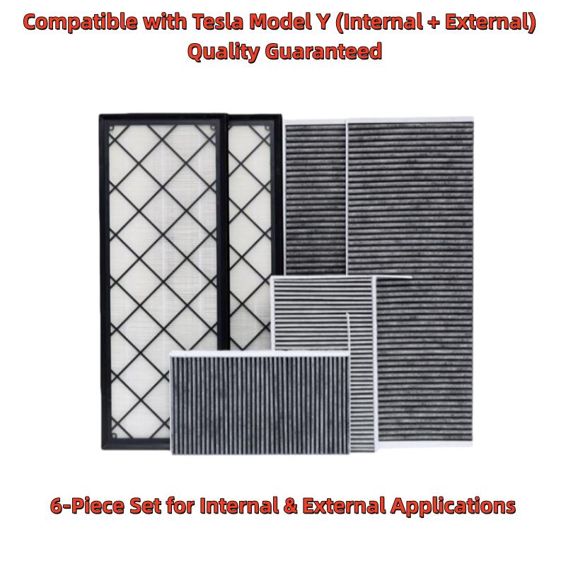Premium Activated Carbon Cabin Air Filter Set for Tesla Model Y Internal & External Filters 1658375-00-B 1658376-00-A 1107681-0