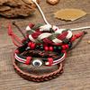 Bohemia Indian Style Charm Bracelet Handmade Woven Multilayer Leather Bracelet Evil Eye Bracelet for Men and Women