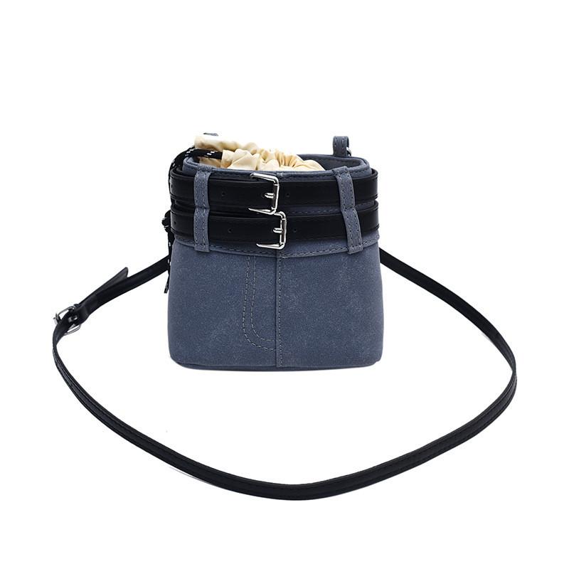 IELGY Hand-Carry Contrast Color Drawstring Bucket Bag Niche Retro Fashion One-Shoulder Messenger