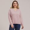 Autumn and Winter Plus Size Women's Solid Colour Simple Woven V-neck Pullover Jumper