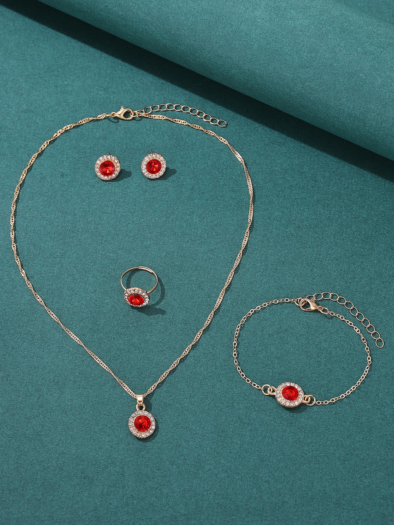 

Набор из 5 предметов с цирконом для женщин, Роскошные женские модные повседневные браслеты, Ожерелье, Кольцо, Серьги с цирконом, Подходит для повседневной носки, Gi