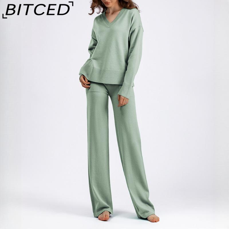 BITCED Fashion Set Women's Autumn and Winter Loose Casual Sweater Pullover Two-piece Set