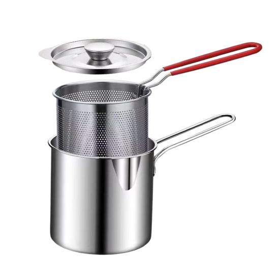 Stainless Steel Frying Pan Small Frying Pan Built-in Filter Basket Versatile
