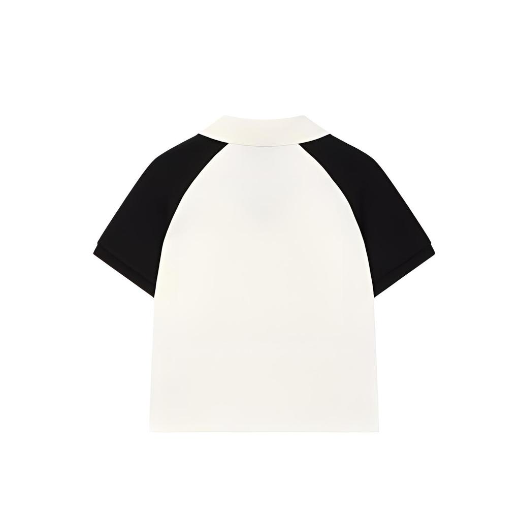FILA Original Logo Embroidered Color Block Fashion Casual Short Sleeve Polo Shirt Women tops Cloud-White F11W519105F-WT