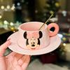 Cute Cartoon Strawberry Bear Ceramic Coffee Cup and Plate Gift Box Set High Quality Appearance Minnie and Mickey Cups and Plates for Home Use