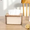 Transparent Desktop Tissue Box with Bamboo Lid