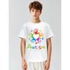 European Size Childrens Autism Awareness T Shirt Suitable for Boys and Girls Puzzle Pieces and Rainbow Handprint Design Short Sleeved Casual Shirt