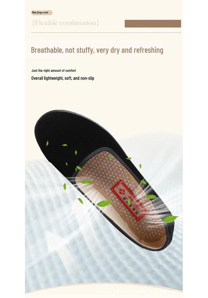 Women's Black Old Beijing Soft Sole Cloth Shoes - Flat, Non-slip, Shallow Mouth, Ideal for Work and Dance