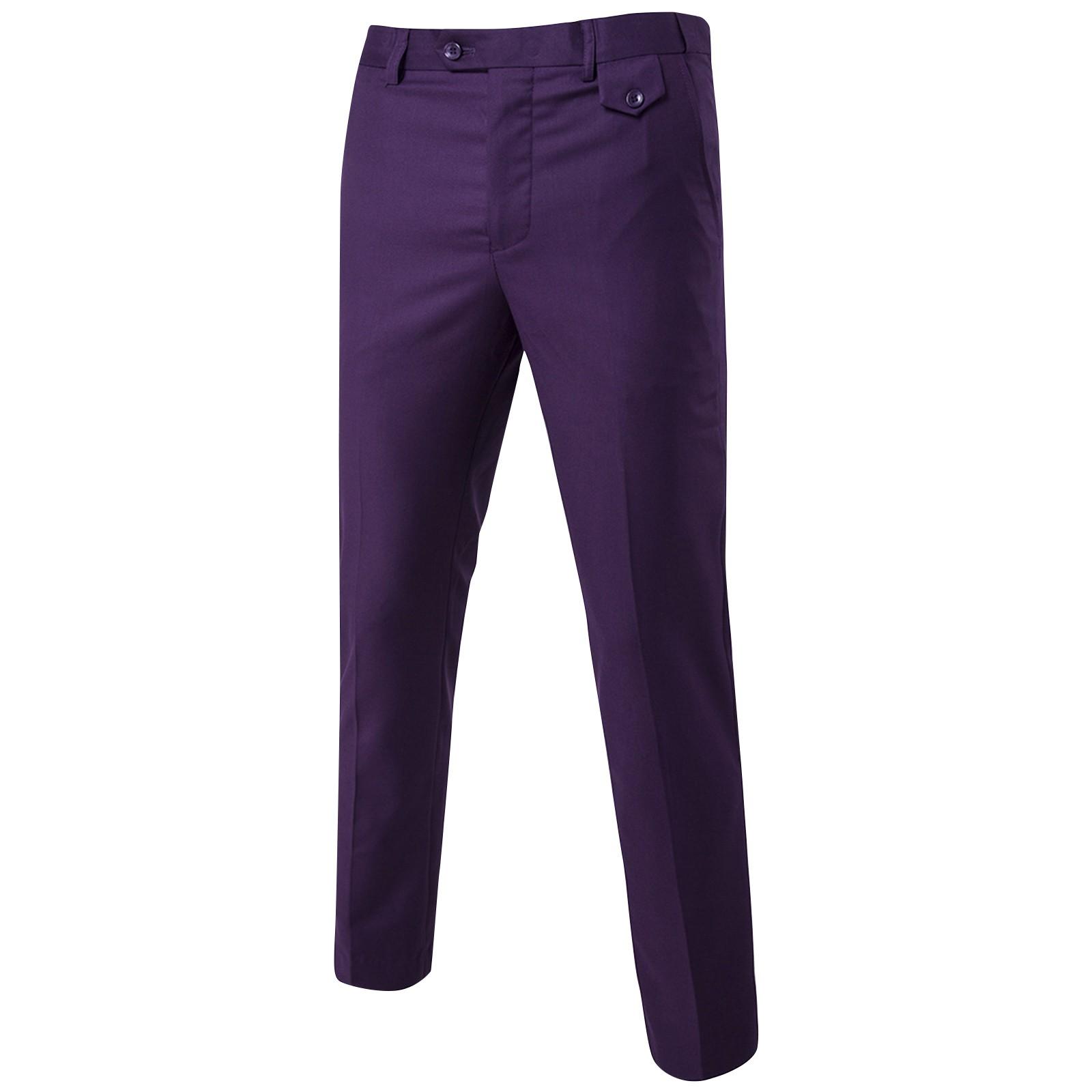 

Мужские летние однотонные брюки с регулируемой талией. Мужские летние повседневные деловые удобные брюки. L фиолетовый