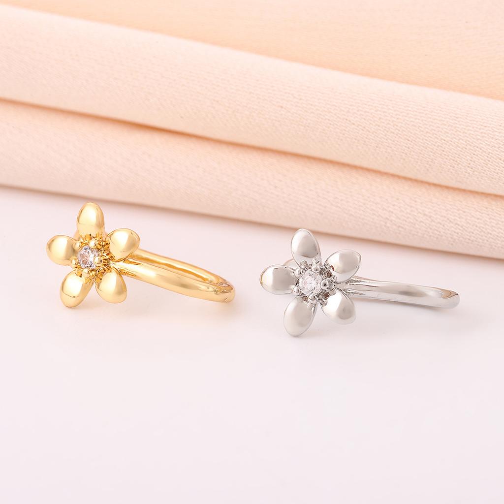 Fashion Puncture-Free Nose Ring Flower Korean Sweet Flower U-Shaped Nose Clip Cute Versatile Personality Inlaid Zircon Nose Accessories