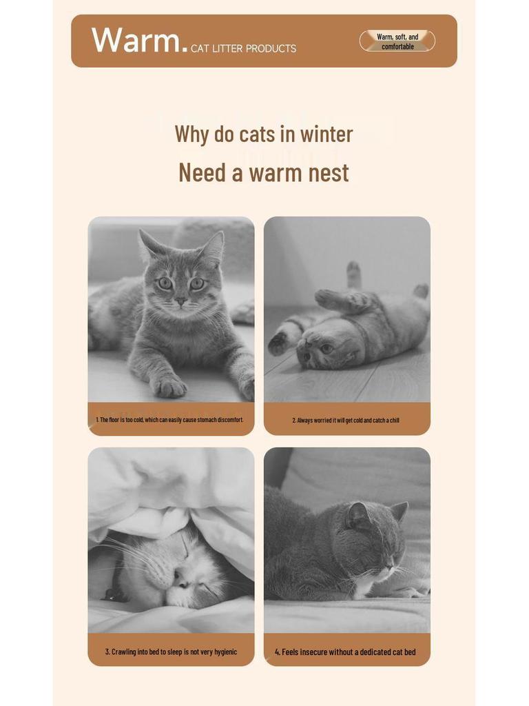 Cozy Winter Cat Nest: Warm Multi-Nest Bed for Kittens & Families